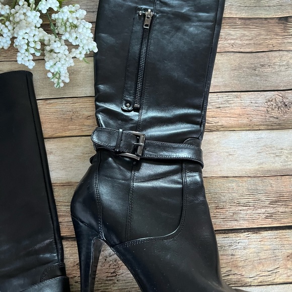 NINE WEST Reindeero Genuine Black Leather Boots Size 6 - Picture 8 of 11